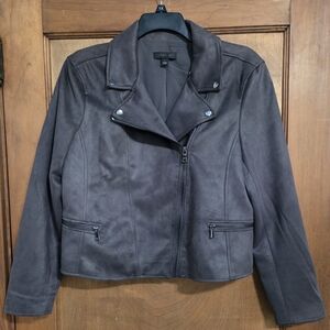 NWOT Ann Taylor Faux Suede Moto Jacket, Sz L